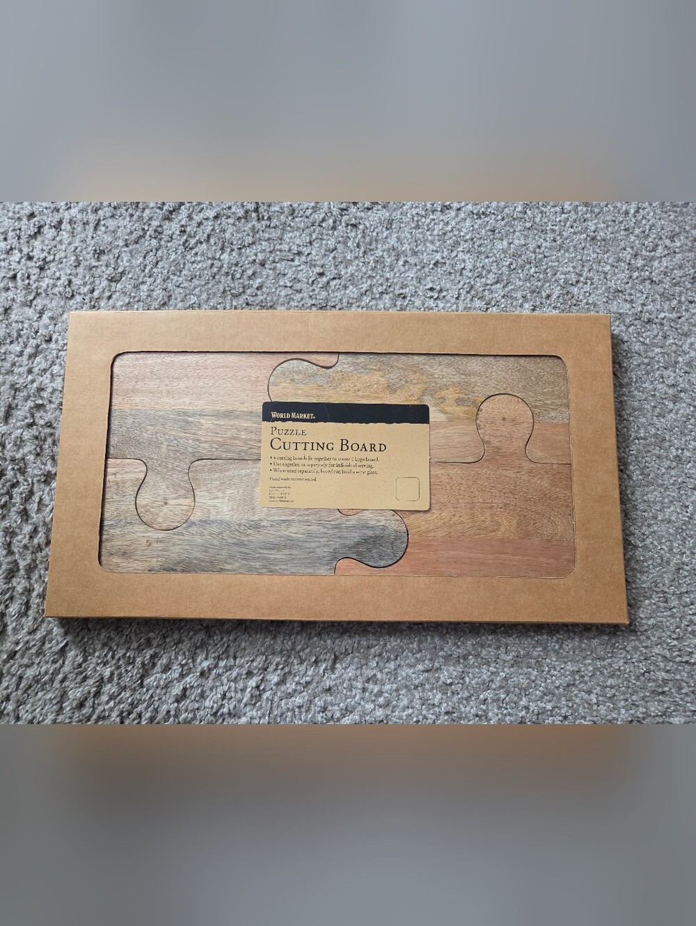 Cost Plus World Market Wood Puzzle Piece Cutting / Serving Board Set